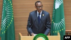 Paul Kagame, président de la République du Rwanda et président en exercice de l'Union africaine (UA), prononce un discours au siège de l’Union africaine, à Addis Abeba, Ethiopie, 17 novembre 2018.