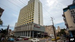 The Hotel Capri in Havana, Cuba, is photographed Tuesday, Sept. 12, 2017. New details about a string of mysterious “health attacks” on U.S. diplomats in Cuba indicate the incidents were narrowly confined within specific rooms or parts of rooms. Aside from their homes, officials said Americans were attacked in at least one hotel, the recently renovated Hotel Capri.