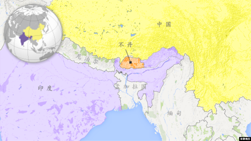 不丹地理位置(photo:VOA)