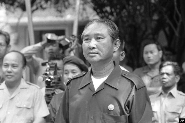 FILE - President Lon Nol in Cambodia in 1972.