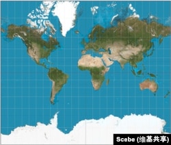 The Mercator projection world map