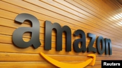 Le logo d'Amazon en Inde, le 20 avril 2018.