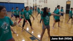 It wouldn't be Korean Cultrue Camp without a class on Teakwondo, the Korean martial art characterized by head high kicks.