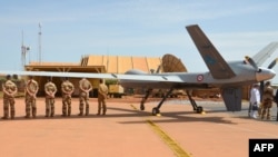 Drone reaper de l’armée française appartenant à l’opération anti-terroriste Barkhane, à Niamey, Niger, le 31 juillet 2017.