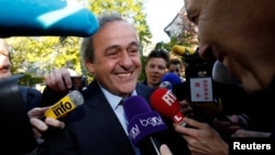 UEFA President Michel Platini arrives for a hearing at the Court of Arbitration for Sport (CAS) in an appeal against FIFA's ethics committee's ban, in Lausanne, Switzerland, April 29, 2016. 
