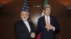 دیدار جان کری وزیر خارجه آمریکا (راست) با محمدجواد ظریف همتای ایرانی خود در مقر سازمان ملل متحد در نیویورک - ۳۱ فروردین ۱۳۹۵