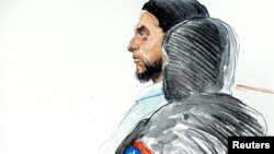 Ilustración a mano de Salah Abdeslam, uno de los sospechosos en los ataques de 2015 en París.