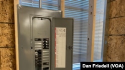 An electrical panel found in a test bed at Edison Academy, a career training high school in Fairfax County, Virginia.