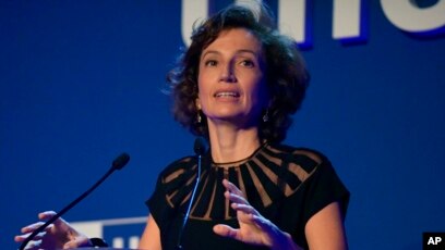 La directora general de la UNESCO, Audrey Azoulay, concedió entrevista a la Agencia France Press durante la Conferencia Global por el Día Mundial de la Libertad de Prensa, que se desarrolla en Punta de Este, Uruguay. (Foto VOA / Archivo)