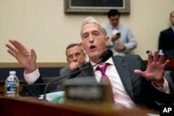 Rep. Trey Gowdy, R-S.C., addresses Deputy Attorney General Rod Rosenstein and FBI Director Christopher Wray as they appear before a House Judiciary Committee hearing on Capitol Hill in Washington, June 28, 2018.