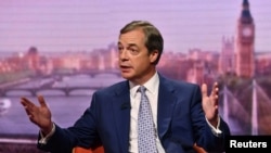 FILE - Nigel Farage appears on BBC's "The Andrew Marr Show" in London, May 12, 2019. Farage said June 3, 2024, that he would take charge of the right-wing party Reform U.K. and run for Parliament in the July 4 elections. 