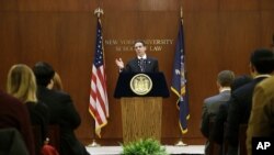 FILE - New York Governor Andrew Cuomo speaks at New York University in New York, Monday, Feb. 2, 2015.
