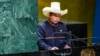 El presidente de Perú, Pedro Castillo, en su intervención ante la Asamblea General de la ONU en septiembre de 2021.