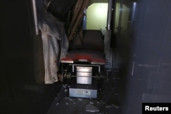 A damaged room in the Omar Bin Abdulaziz hospital, Nov. 19, 2016, in the rebel-held besieged area of Aleppo, Syria.