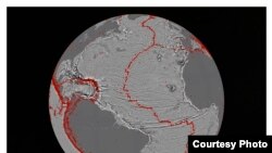 This image is centered at the Indian Ocean Triple Junction where three major tectonic plates meet. This region of the Indian Ocean is very poorly charted and includes the search area for the Malaysian flight MH370 that was lost March 8, 2014. (Credit: Dav