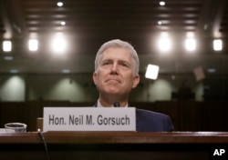 Supreme Court Justice nominee Neil Gorsuch listens on Capitol Hill in Washington, March 22, 2017, as he testifies at his confirmation hearing before the Senate Judiciary Committee.