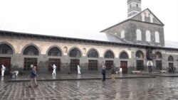 Workers disinfecting a mosque in Turkey