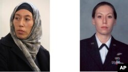 This image provided by the FBI shows part of the wanted poster for Monica Elfriede Witt, a former U.S. Air Force counterintelligence specialist who has been charged with revealing classified information to Iran.