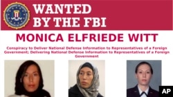 联邦调查局对叛逃到伊朗的前美国空军情报人员莫妮卡·威特发出的通缉告示。