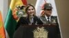La présidente par intérim de la Bolivie Jeanine Añez s'exprimant sur le coronavirus au palais présidentiel de La Paz, le 13 mars 2020. (Reuters/David Mercado)
