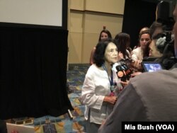 Dolores Huerta, a civil rights activist, spoke to the Hispanic Causus during the Democratic National Convention, in Philadelphia, July 27, 2016.