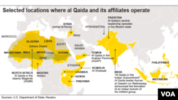 دنیا بھر کے وہ مقامات جہاں القاعدہ اور اُس سے وابستہ گروپ سرگرمِ عمل ہیں