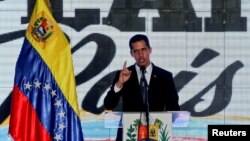 Le chef de l'opposition vénézuélienne Juan Guaido, lors d'une réunion sur l'état des systèmes d'alimentation en eau et d'électricité à Caracas (Venezuela), le 28 mars 2019. REUTERS / Ivan Alvarado