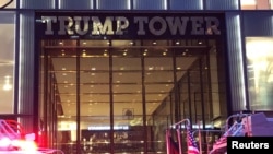 Trump Tower is pictured during a fire in the Manhattan borough of New York City, April 7, 2018.
