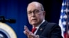 FILE - White House chief economic adviser Larry Kudlow speaks at an Opportunity Zone conference in South Court Auditorium of the Eisenhower Executive Office Building, on the White House complex, April 17, 2019.