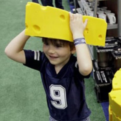 Green Bay Packers linebacker A.J. Hawk wears a Cheesehead hat during  Media Day for Super Bowl XLV in Arlington, Texas on February 1, 2011. The  Pittsburgh Steelers will take on the Green