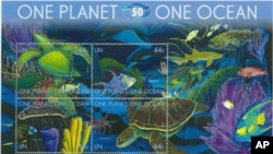 Wyland has created six series of stamps for the United Nations. The series is called 'One Planet, One Ocean.'