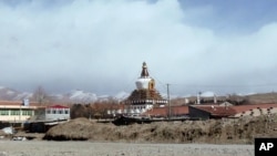 Tu viện Kirti, tu viện Tây Tạng lớn nhất, ở tỉnh Tứ Xuyên của Trung Quốc (ảnh chụp ngày 27/2/2012)