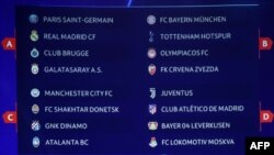 Le tableau du tirage au sort de la Champions League 2019-2020, Monaco, le 29 août 2019. 