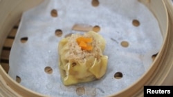 Cooked dumpling made of lab-grown shrimp meat is seen at Shiok Meats in Singapore January 22, 2020. (REUTERS/Travis Teo)