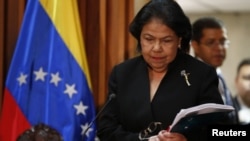 Luisa Estella Morales, President of the Venezuelan Supreme Court of Justice, arrives at a news conference in Caracas, January 9, 2013.