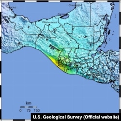 Guatemala earthquake map, June 14, 2017