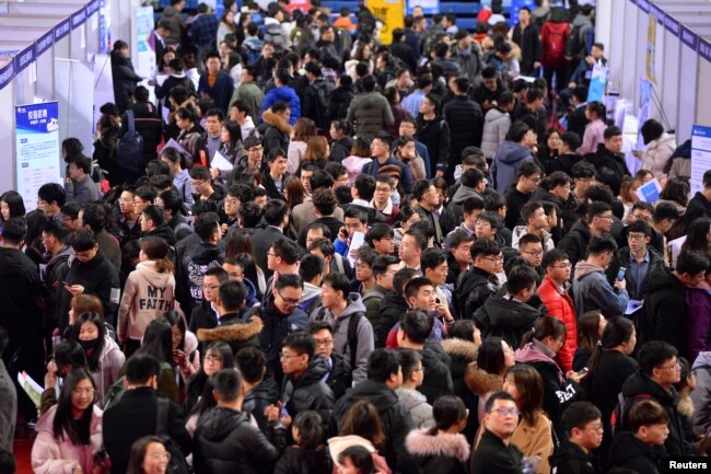 在辽宁省沈阳市某高校举行毕业生招聘活动。(2019年3月21日)