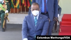 FILE - Zimbabwe Vice President Constantino Chiwenga - who is also the country's health minister in Harare, Zimbabwe, Nov. 2021. (Columbus Mavhunga/VOA)