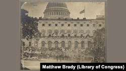 The Capitol building during the "grand review" of the Union Army in Washington, DC