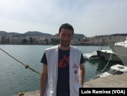 Michele Telaro, field coordinator for Medecins Sans Frontieres, in Lesbos, April 3, 2016. "MSF has a lot of concerns about the agreement in general,” Telaro told VOA.