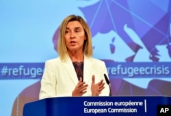 FILE - EU High Representative For Foreign Affairs and Security Policy Federica Mogherini.