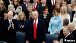 Donald Trump arrive au Capitole pour son investiture, à Washington DC, le 20 janvier 2017.