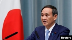 日本首相菅义伟 （资料照：2019年9月11日，当时还是日本内阁官房长的官菅义伟在记者会上讲话。