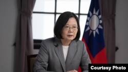 台湾总统蔡英文2020年8月12日对华盛顿智库哈德逊研究所及美国进步中心发表预录视频演说(台湾总统府提供)