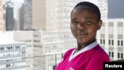 Jacinta from Kilifi County in Kenya, poses for a photograph in New York, Sept. 24, 2015.