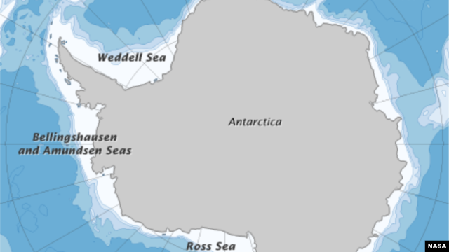Antarctica is the southernmost continent on Earth.  The Antarctic Peninsula on the west coast is warming at unprecedented rates.  (NASA map Robert Simmon)