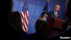 U.S. President Barack Obama holds a news conference at the Pentagon in Arlington, Virginia, Aug. 4, 2016. 