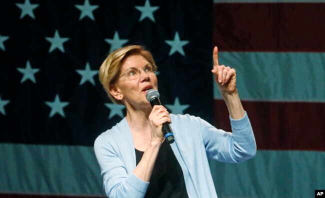 Democratic presidential candidate Sen. Elizabeth Warren, D-Mass., speaks during an campaign rally, April 17, 2019, in Salt Lake City.
