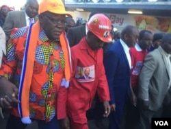 FILE: Tendai Biti and Nelson Chamisa attending the MDC Alliance protest Tuesday in Harare.