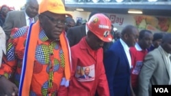 Tendai Biti and Nelson Chamisa attending the MDC Alliance protest Tuesday in Harare.